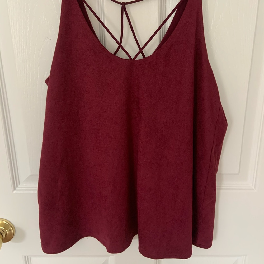 Spaghetti strap, red, suede tank